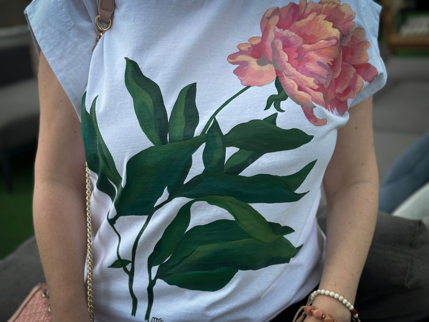 "Peony" - Hand Painted Tee