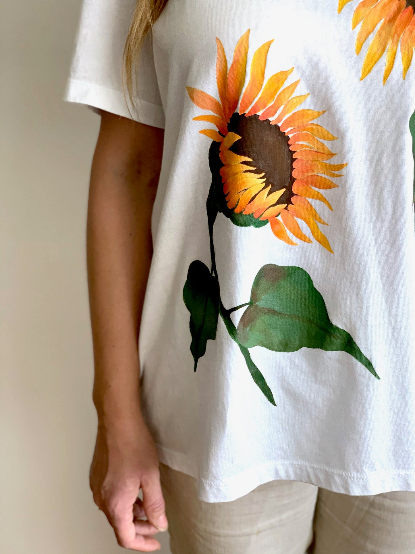 "Sunflowers" - Hand Painted On A 100% Cotton T-shirt