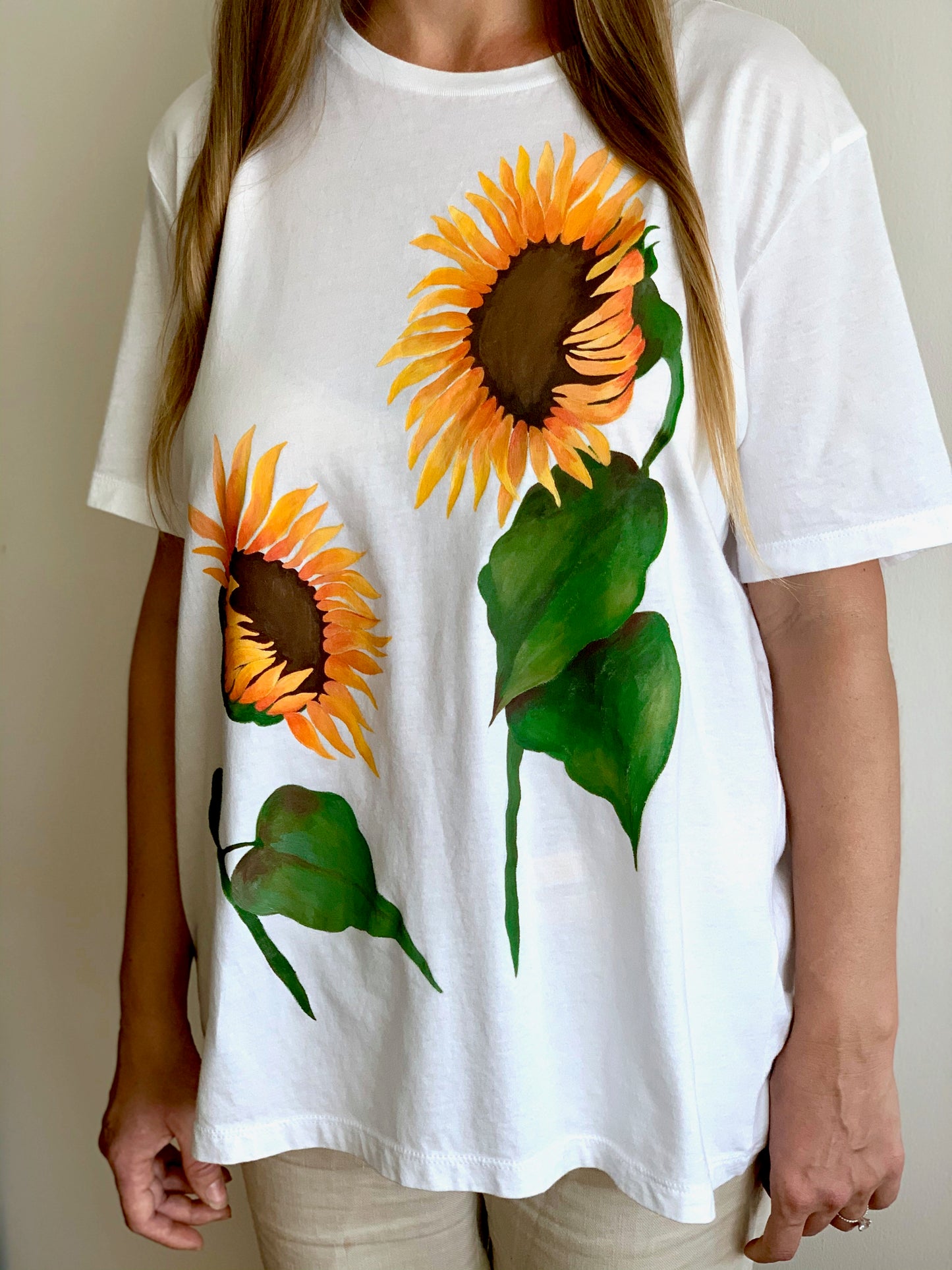 "Sunflowers" - Hand Painted On A 100% Cotton T-shirt