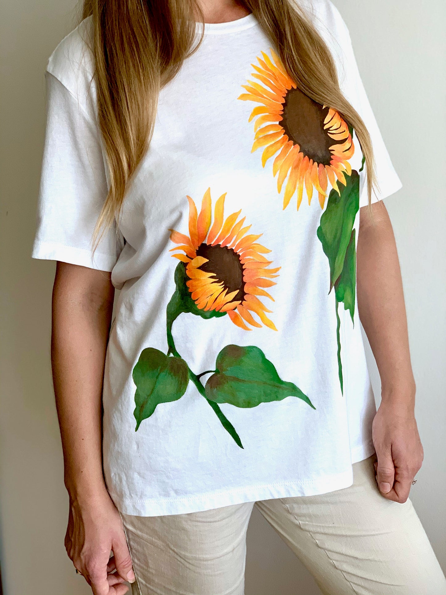 "Sunflowers" - Hand Painted On A 100% Cotton T-shirt