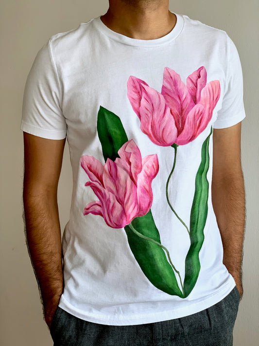 "Tulips" - Hand Painted On A 100% Cotton T-shirt