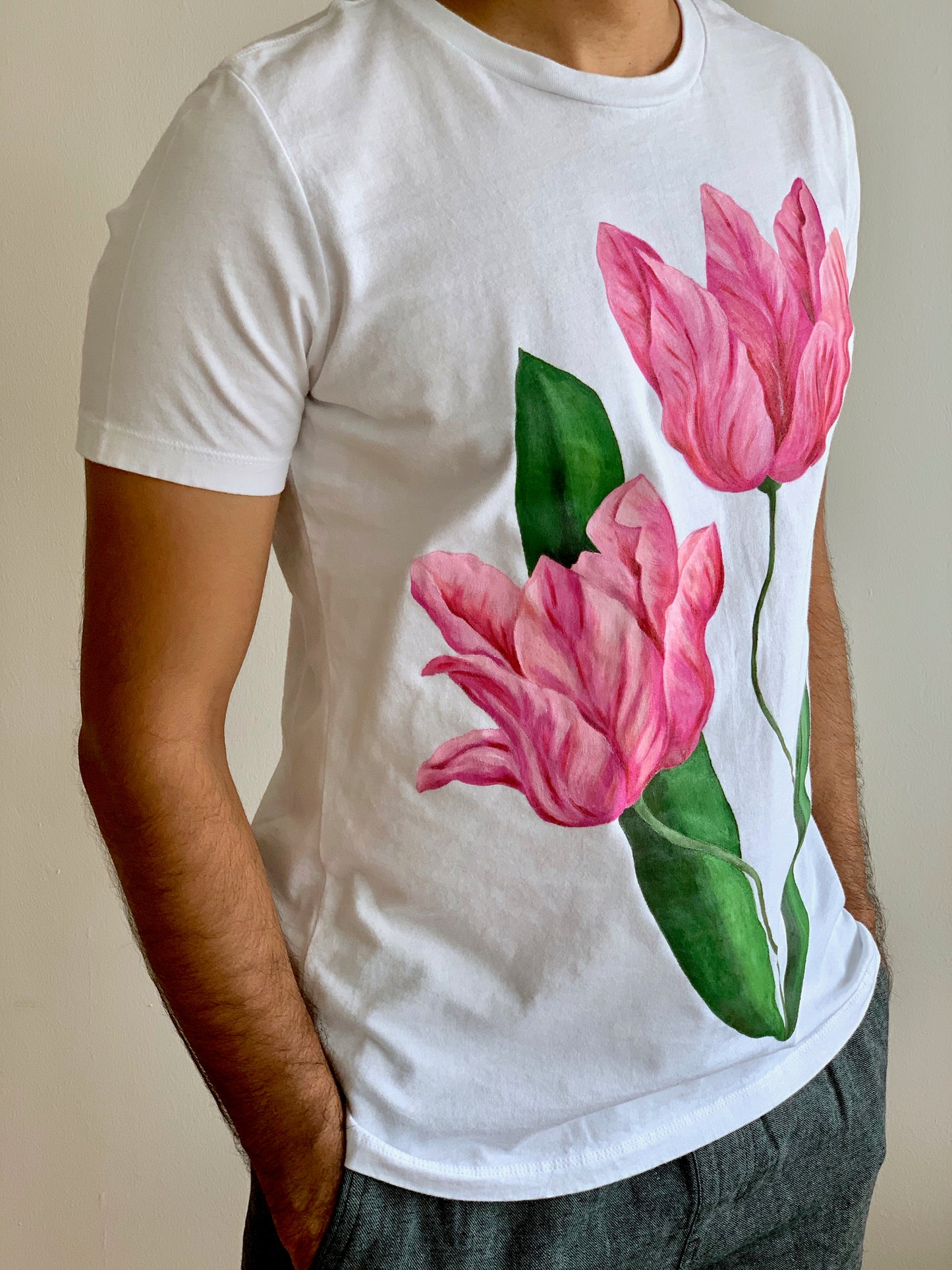 "Tulips" - Hand Painted On A 100% Cotton T-shirt