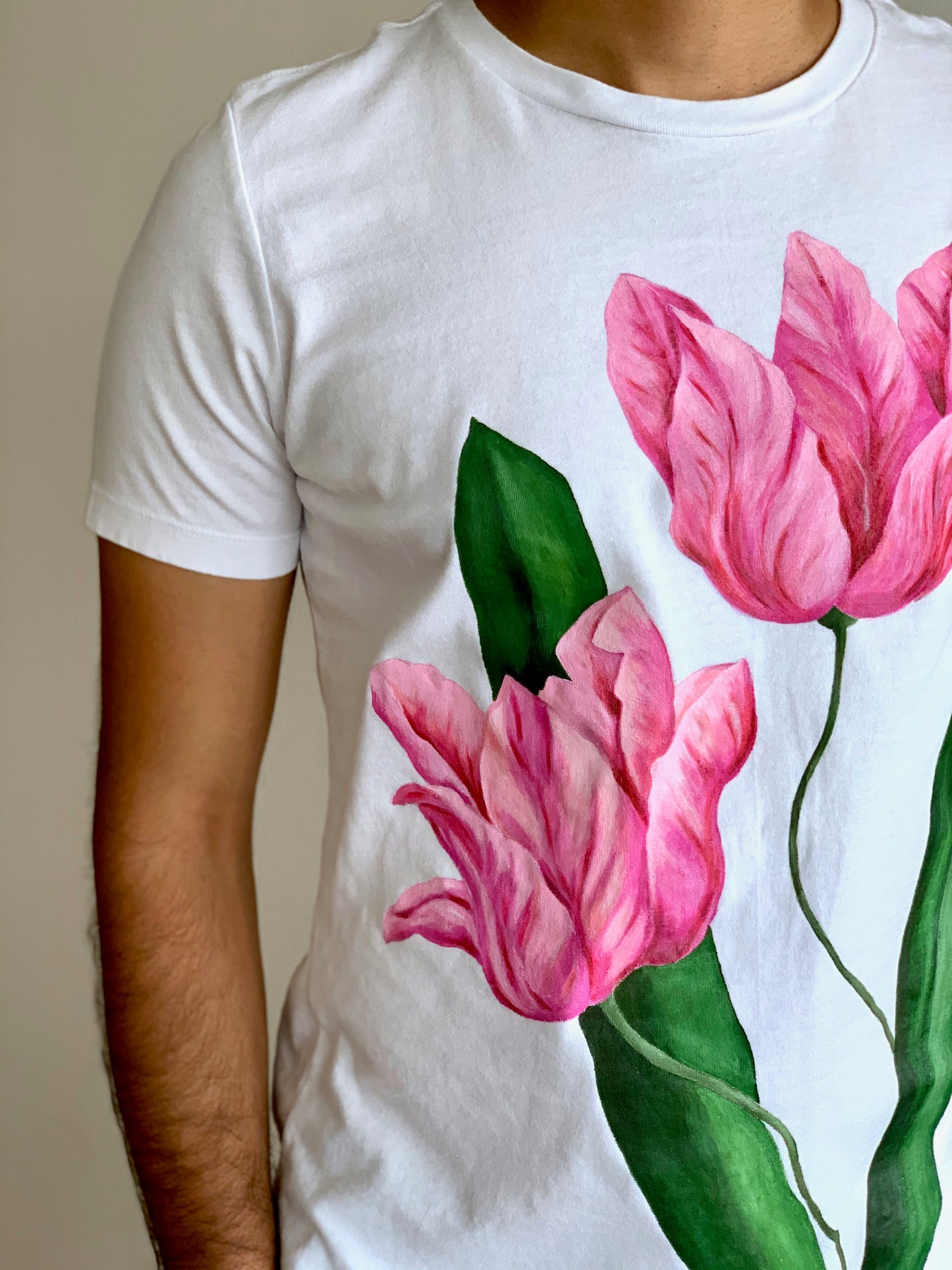 "Tulips" - Hand Painted On A 100% Cotton T-shirt