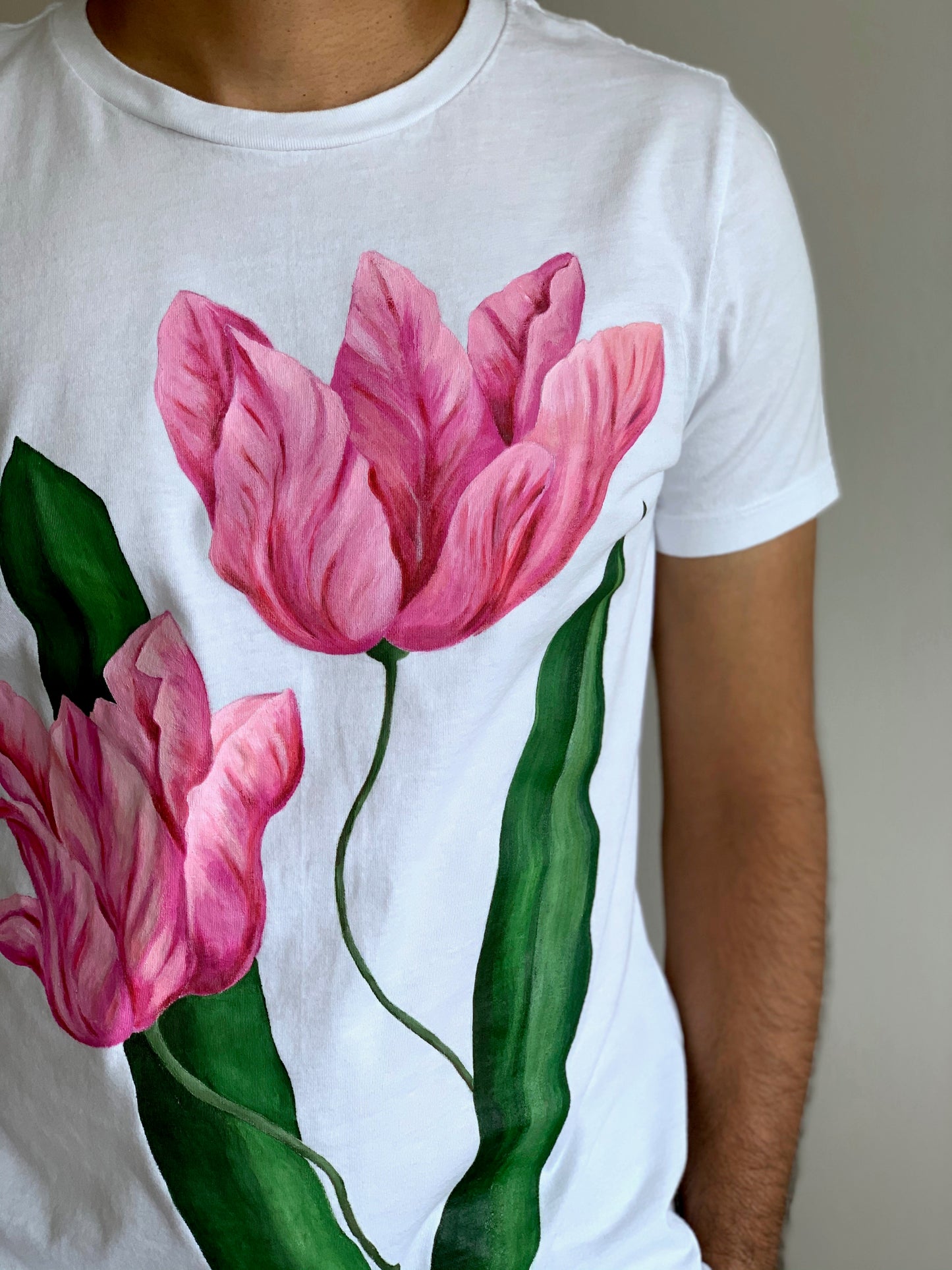 "Tulips" - Hand Painted On A 100% Cotton T-shirt